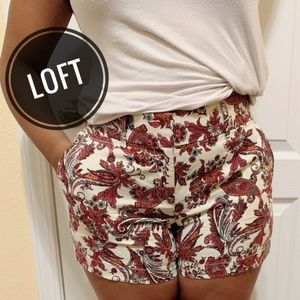 Cream - floral LOFT mini shorts - Size 2
